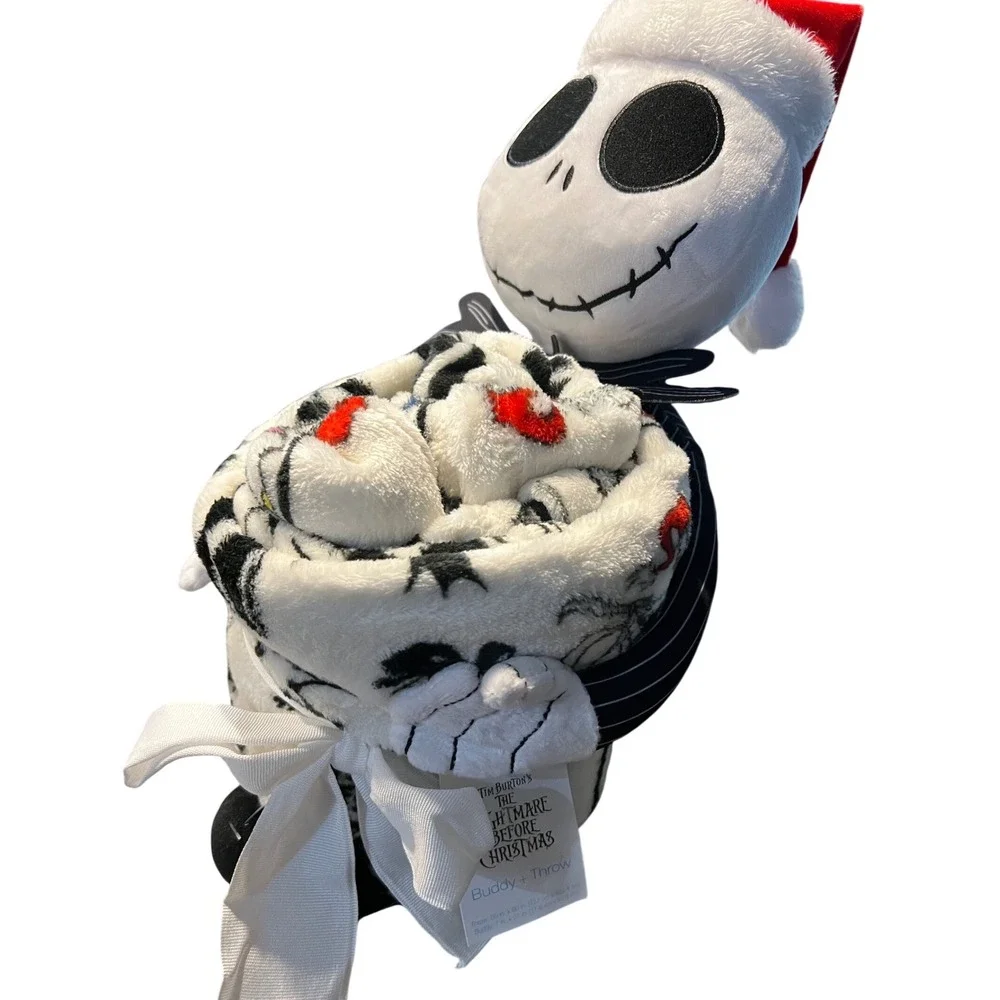 NWT Disney Nightmare Before Christmas Jack Skellington Plush Buddy and Throw Set